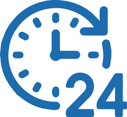24hour service icon clock arrow 24 availability roundtheclock support
