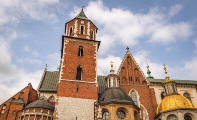 Fototapeta premium Royal Cathedral in area of Wawel Royal Castle in Krakow city, Lesser Poland Voivodeship of Poland