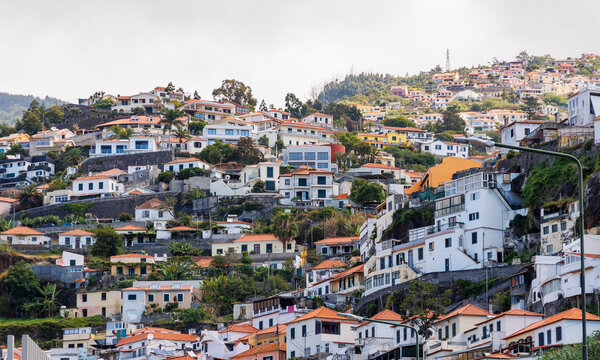 Fototapeta Hills of Funchal city, capital of Madeira Island, Portugal