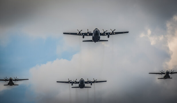 Aircrafts on the military parade in Warsaw, Poland