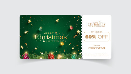 Merry Christmas holiday gift card with 50%, 60%,70% off, greeting cards in modern geometric style for web, branding, social media. Elegant template for holiday gift card, coupon.