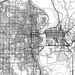 Naklejka premium Omaha City Map a crisp structured urban plan emerges in subtle monochrome celebrating the s organized character through refined linework and subtle negative space, emphasizing refined linework.