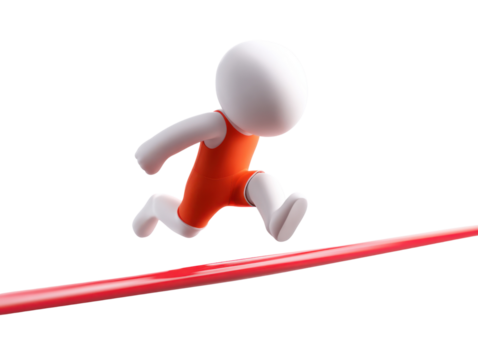 Winning the Race: A triumphant figure crosses the finish line, embodying the essence of victory and surpassing limitations. Capturing the spirit of competition and perseverance. 