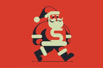Playful Santa Claus Character in Bold Red and Cream Colors for Festive Holiday Designs