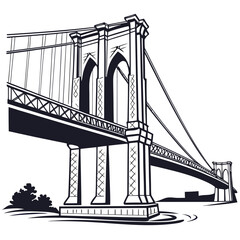 Detailed illustration of the brooklyn bridge, capturing its architectural brilliance and iconic status, a symbol of new york citys skyline