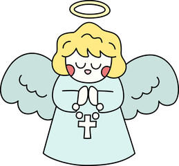 파스텔톤 크리스마스 일러스트_묵주기도_아기 천사
