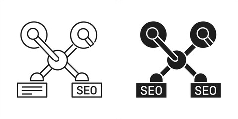 Seo concept with drone and document icons, representing search engine optimization strategy