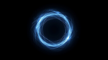 Abstract glowing blue light circle on black background creates a modern and futuristic feel