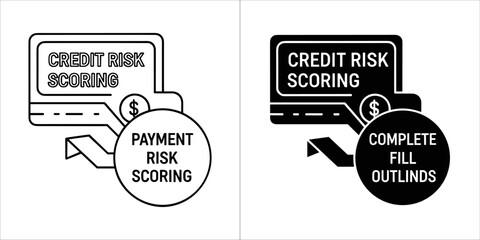 Credit risk scoring and payment risk scoring icons with dollar sign