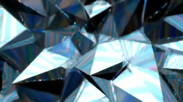 Abstract geometric crystal forms with light reflections and textures