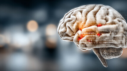 A visually striking brain illustration with digital elements, emphasizing the connection between neuroscience and technology.