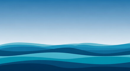 Abstract blue waves on a gradient sky background