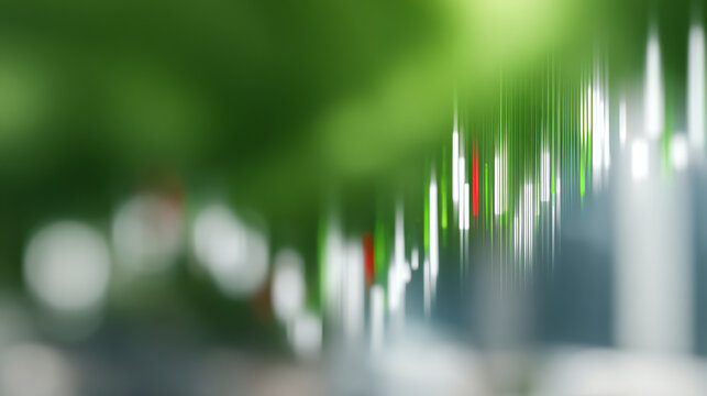 Abstract financial chart with green background and blurred lines representing stock market trends and analysis.