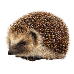 Fototapeta premium Charming Hedgehog Portrait: A captivating close-up of a delightful hedgehog, showcasing its unique spiky texture, curious eyes, and endearing features.
