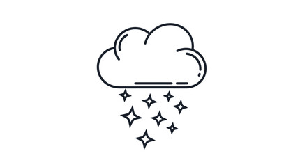 Stylized Cloud with Sparkling Stars Weather Icon.