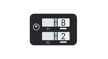 Digital Scoreboard Displaying Scores for Two Players.