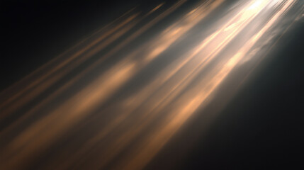 Dramatic Golden Light Beams on Dark Background: Heavenly Diagonal Sun Rays Overlay