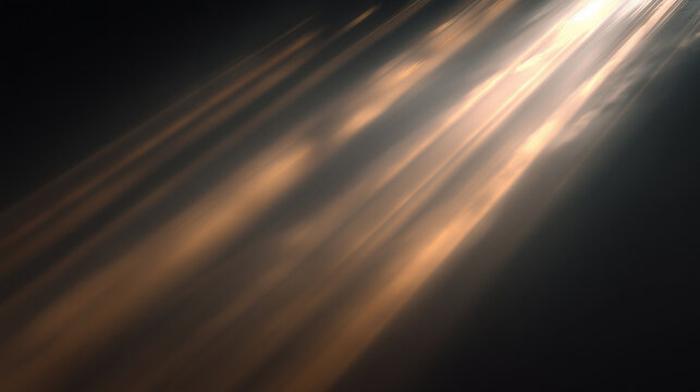 Dramatic Golden Light Beams on Dark Background: Heavenly Diagonal Sun Rays Overlay
