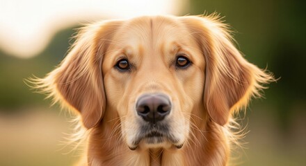 Obraz premium Golden Retriever portrait. Ultra realistic 8K dog close-up.