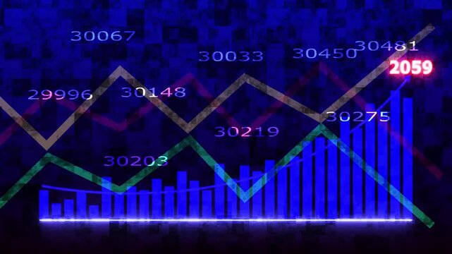 2059 Business growth graph concept in allusive graph chart showing marketing sales profit increasing to future target.Business growth graph concept in allusive graph chart showing marketing