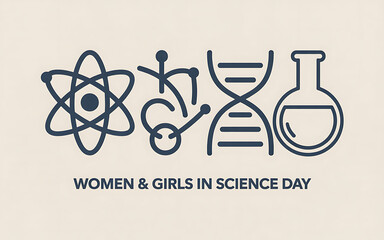 International day of women and girls in science concept art