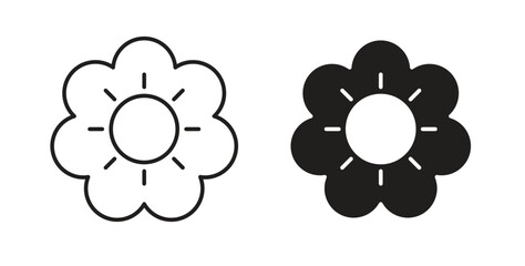 Flower icons set. Simple line vector illustration