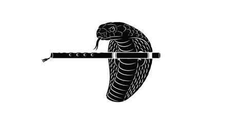 Cobra with flute silhouette logo vector illustration © F_Jannat