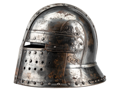  Ancient Medieval Knight Helmet – Classic Warrior Armor Isolated PNG