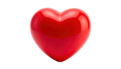 A vibrant, glossy, three-dimensional red heart against a stark black backdrop