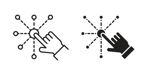 Interaction icons set. Simple line vector illustration