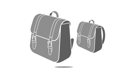 Two Gray School Satchels with Buckles and Straps Different Sizes.