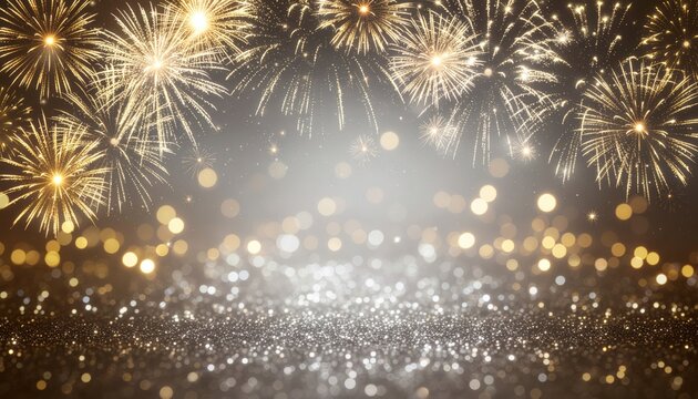 Celebratory fireworks display over sparkling cityscape nighttime extravaganza festive atmosphere vibrant environment aerial view joyful celebration of life events