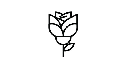 Minimalist flower rosebud tulip line art vector illustration