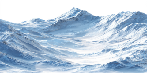 Snowy Mountain Range with Icy Peaks in Cold Winter Landscape