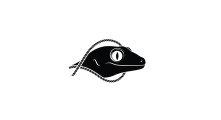 Lizard gecko head with rope vector illustration