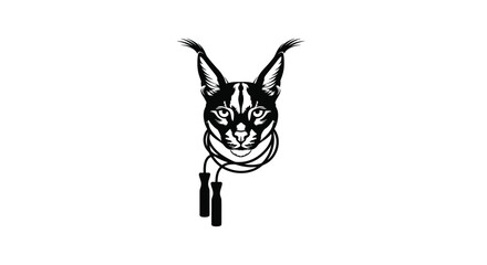 Caracal wild cat head with jump rope vector illustration © F_Jannat