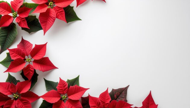 Festive decoration crafting with red poinsettia flowers indoor setting creative art holiday environment top-down perspective nature inspired design for seasonal celebrations