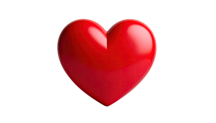 Glossy, crimson heart illustration set against a stark, black background. A symbol of affection