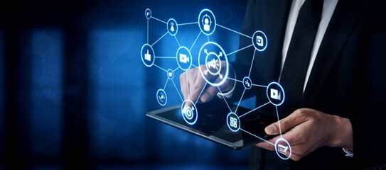 Content marketing interface with data dashboards, analytics charts, and content tools. Marketing success comes from content performance, content planning, and marketing optimization. Entice