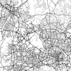 Raleigh and Durham , Research Triangle, North Carolina City Map a clean white silhouette of the s structure stands against a deep black void suggesting future growth begin of sentence.
