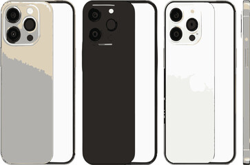 Mobile phone vector illustration on white background with technology and packaging elements