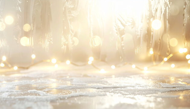 Fairy Lights on Frosted Surface with Holiday Glow - Powered by Adobe