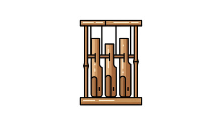 Traditional Indonesian Angklung Bamboo Musical Instrument Illustration.