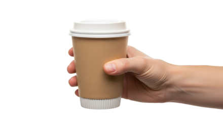 Hand Holding Disposable Coffee Cup With Lid graphic