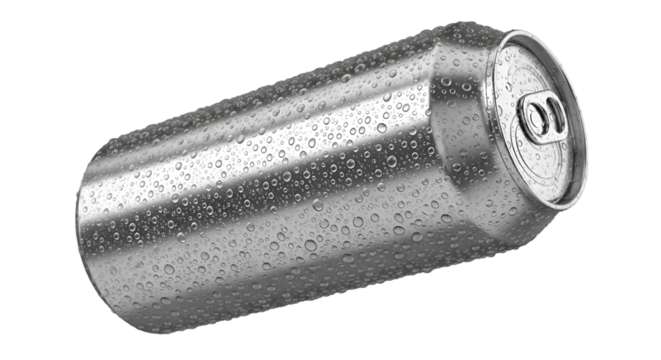 Cold Aluminum Beverage Can Covered in Water Droplets