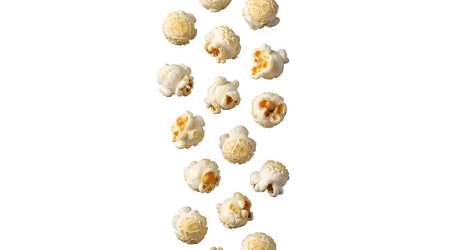 Falling Popcorn Kernels on Black Background snack food
