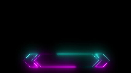 Dynamic neon arrow-shaped frame with glowing pink and turquoise lights on black background, ideal for high-tech interfaces, video overlays, and digital media projects. - Powered by Adobe