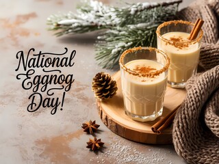 Celebrate national eggnog day with festive holiday drinks and winter decorations