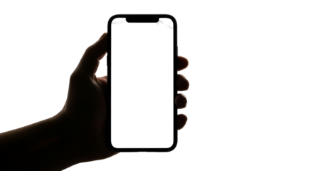 Hand Holding Smartphone With Blank White Screen Keywords: hand, holding, smartphone, mobile