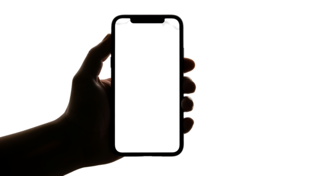 Hand Holding Smartphone With Blank White Screen Keywords: hand, holding, smartphone, mobile